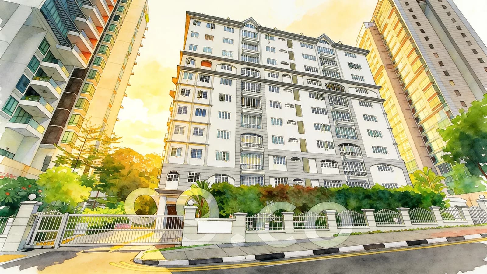 Casa Irrawaddy, a condominium in Novena. Illustration is AI-generated.