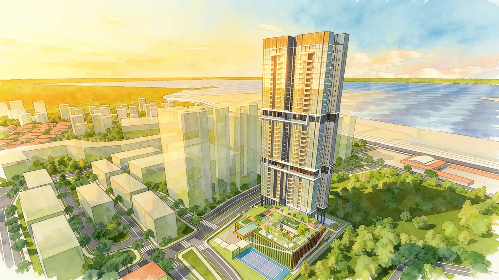 Sky Everton, a 36-storey condominium in Bukit Merah. Illustration is AI-generated.