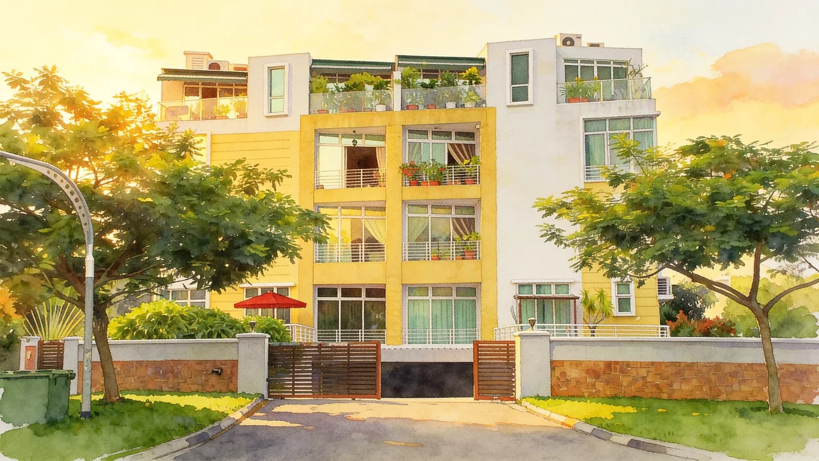 Aquarine Gardens, a 3-storey apartment in Bedok. Illustration is AI-generated.