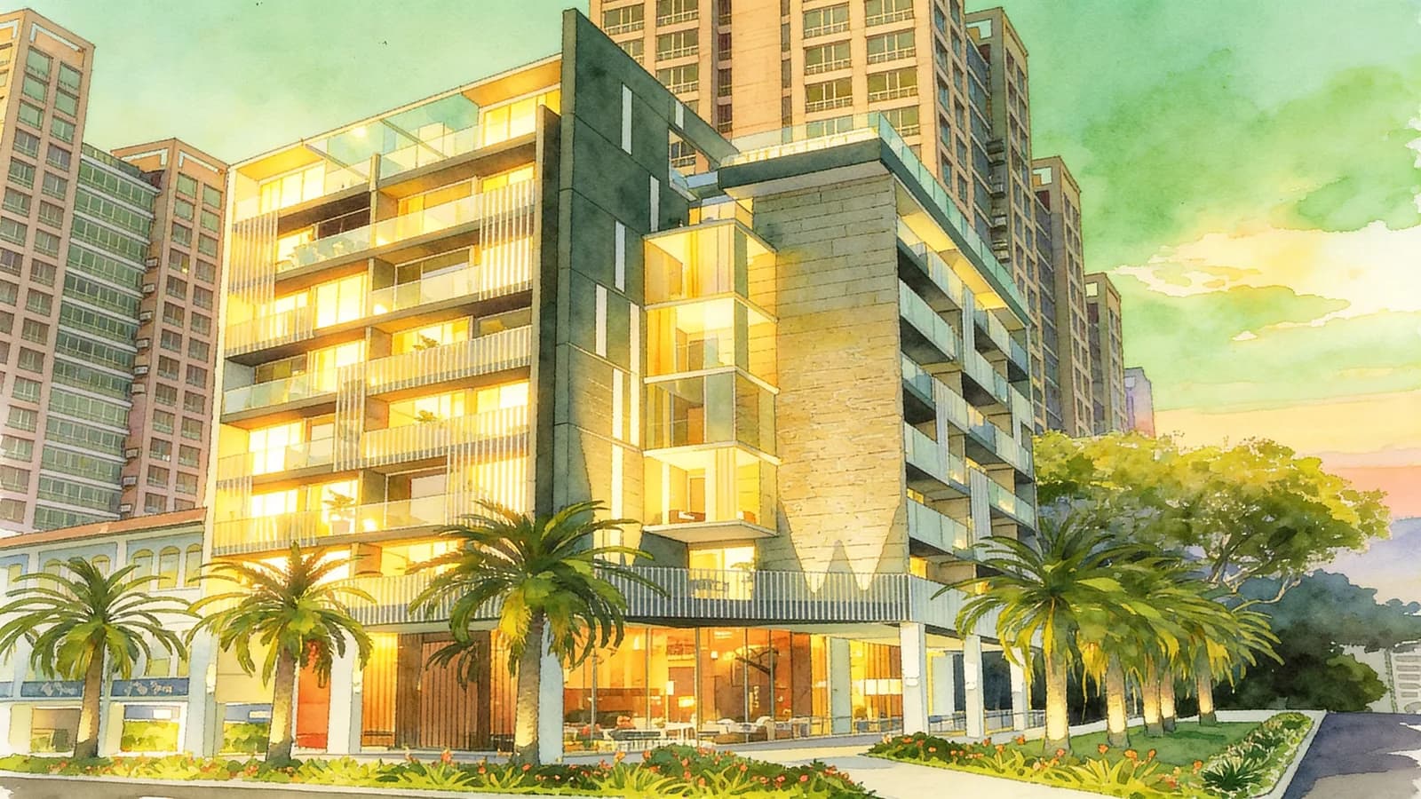 RV Point, a 7-storey condominium in Singapore River. Illustration is AI-generated.