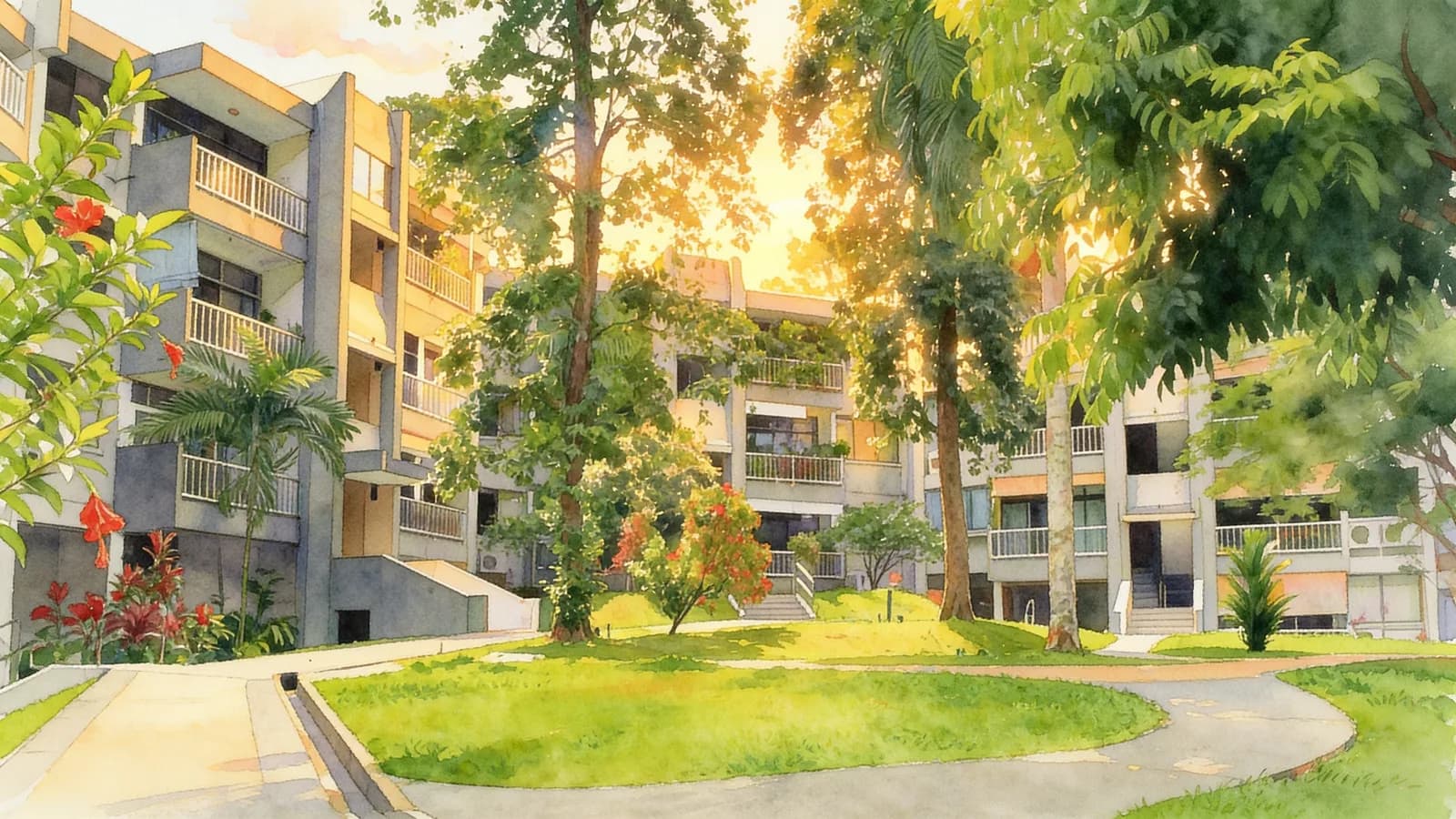 Orchid Apartments, an apartment in Bukit Timah. Illustration is AI-generated.