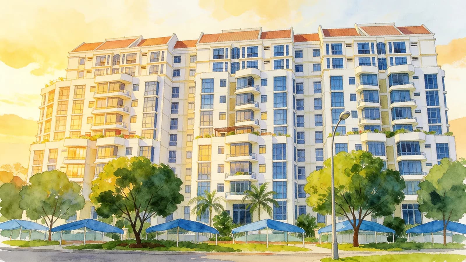 Sanctuary Green, a 19-storey condominium in Kallang. Illustration is AI-generated.