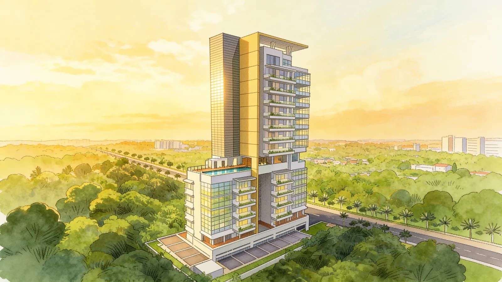 Rivage, a condominium in Marine Parade. Illustration is AI-generated.