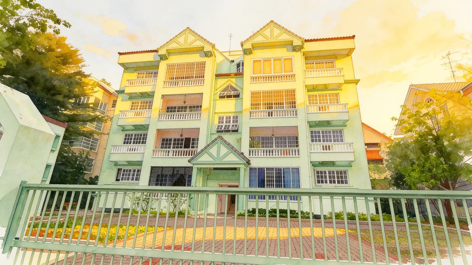 Greenlane Apartments, an apartment in Geylang. Illustration is AI-generated.