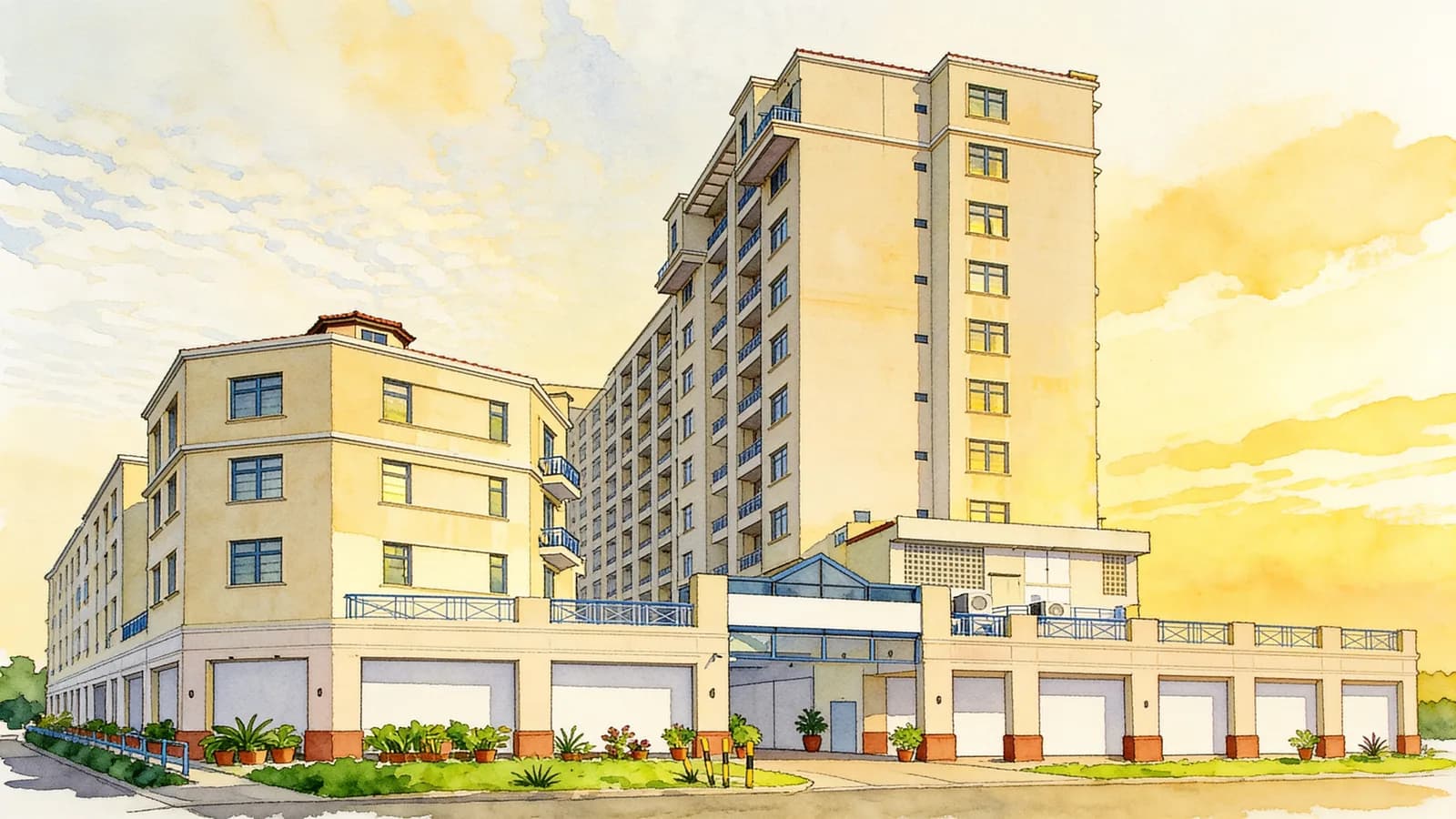 Riverside View, a condominium in Singapore River. Illustration is AI-generated.