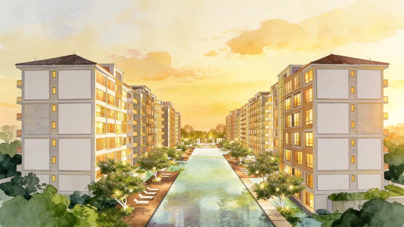 Ferraria Park Condominium, a condominium in Pasir Ris. Illustration is AI-generated.