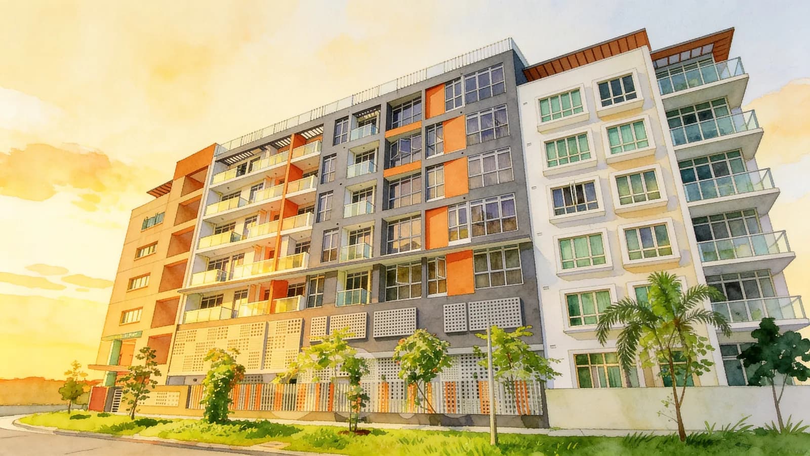 D'weave, a 7-storey condominium in Geylang. Illustration is AI-generated.