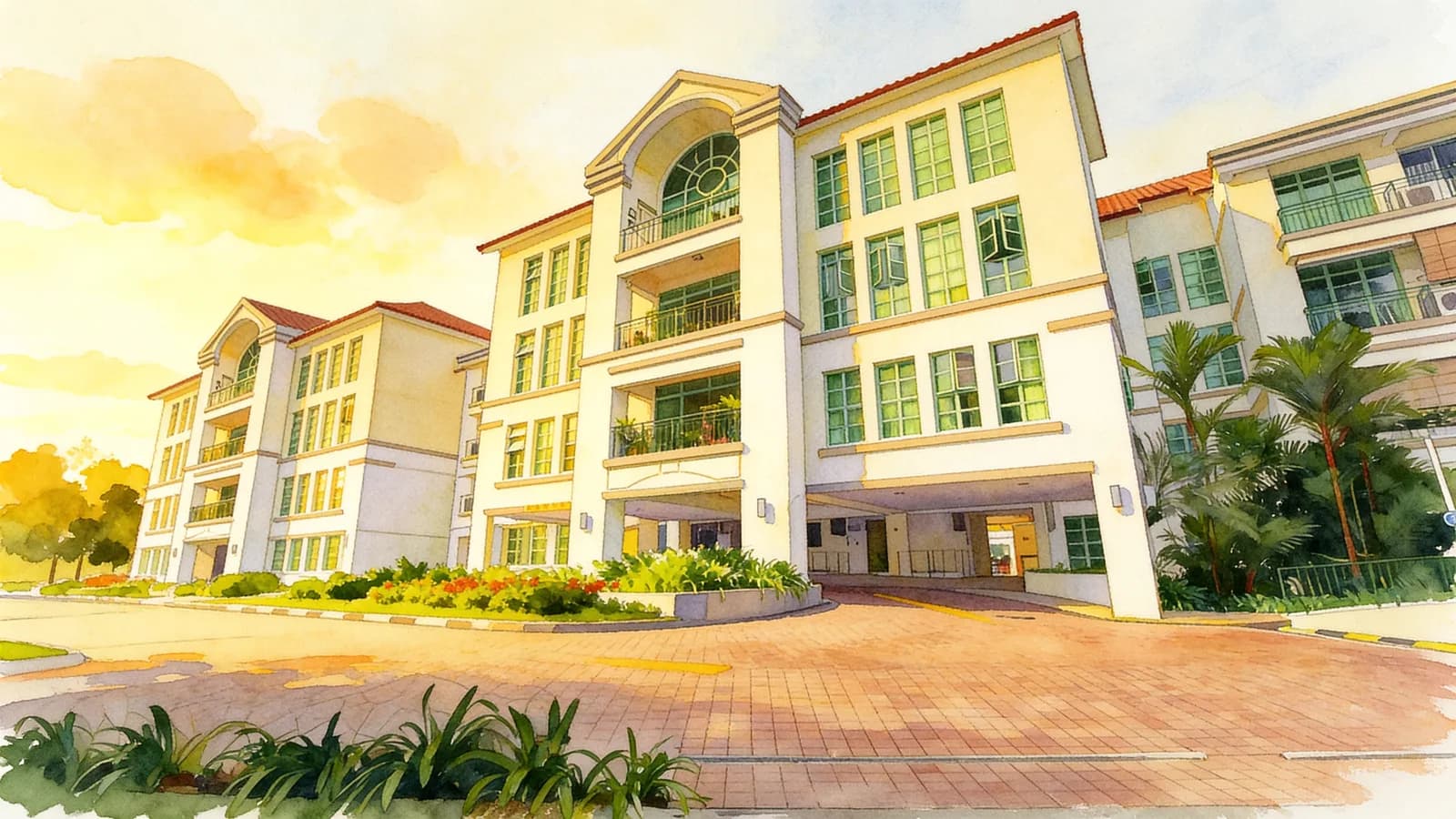 The Sunnydale, a 4-storey condominium in Serangoon. Illustration is AI-generated.