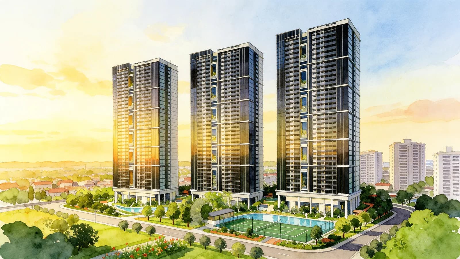 Stirling Residences, a 40-storey condominium in Queenstown. Illustration is AI-generated.