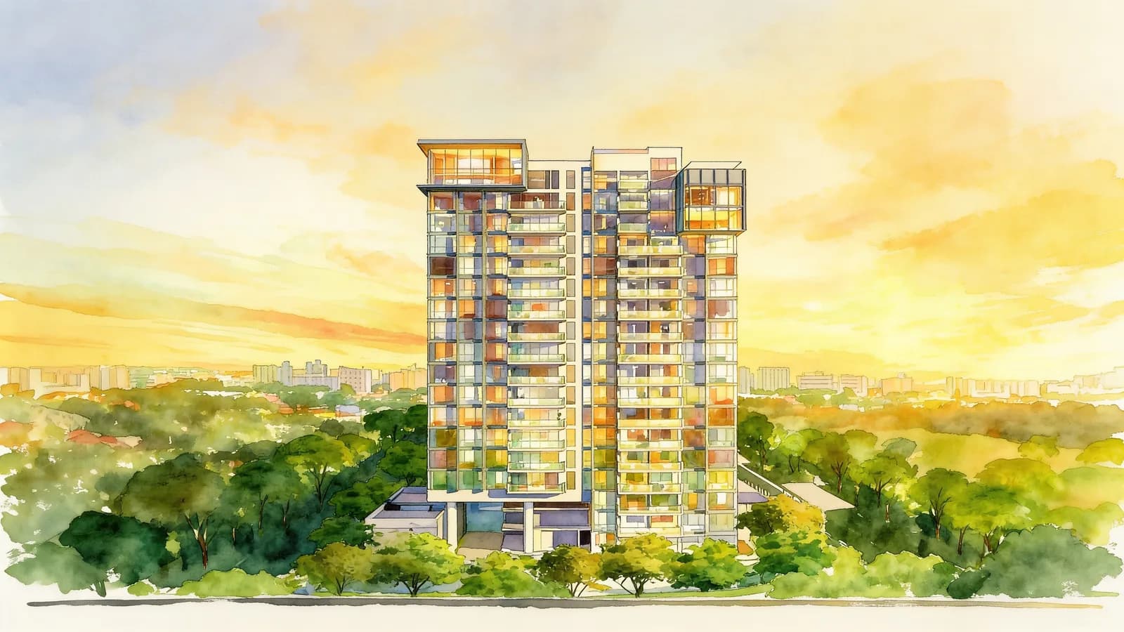 Sennett Residence, an 18-storey condominium in Toa Payoh. Illustration is AI-generated.