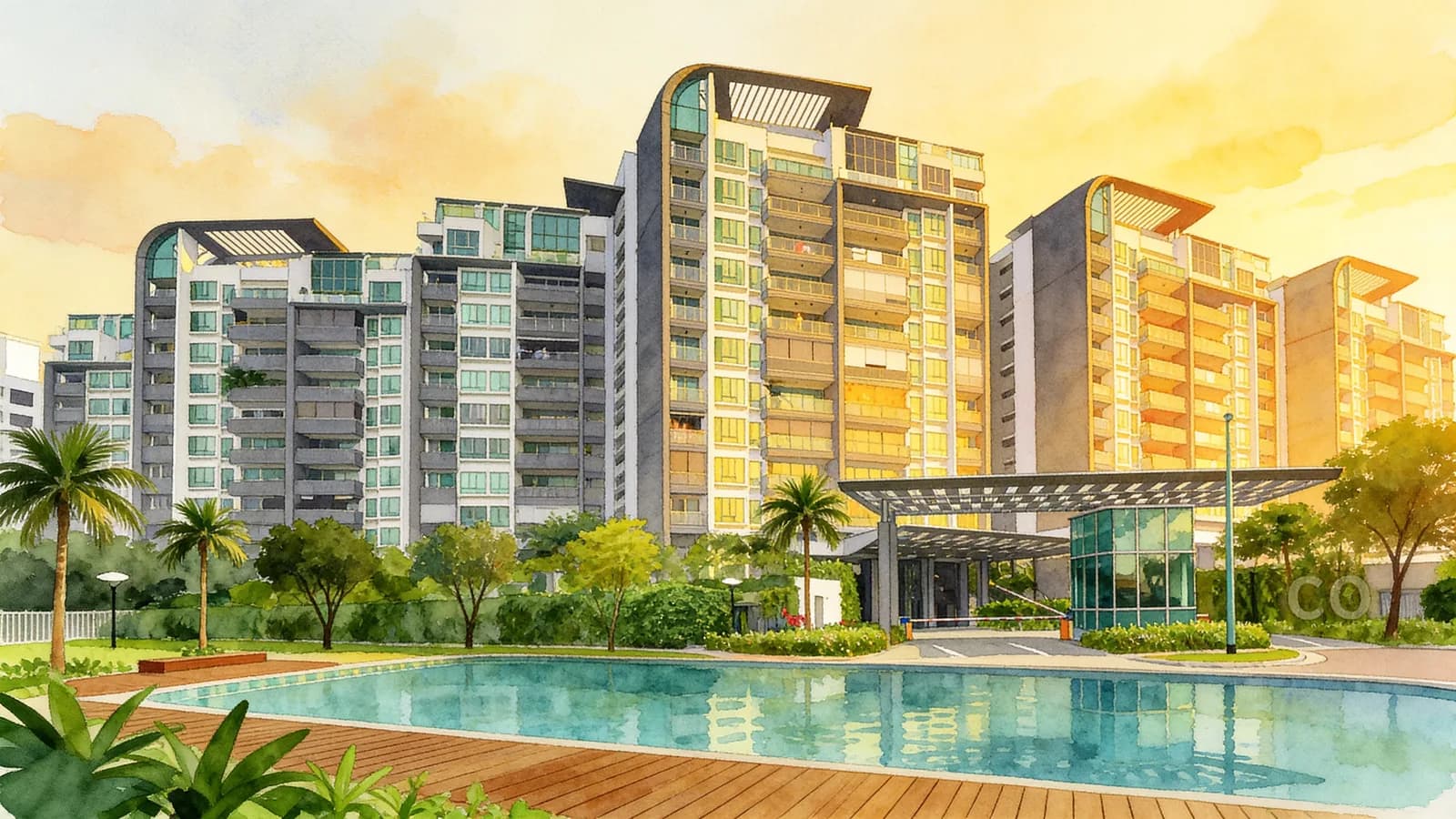 Hundred Trees, a condominium in Clementi. Illustration is AI-generated.