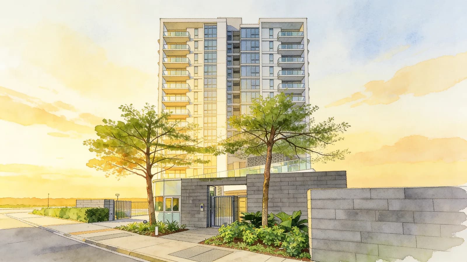 The Promont, a 17-storey condominium in Newton. Illustration is AI-generated.