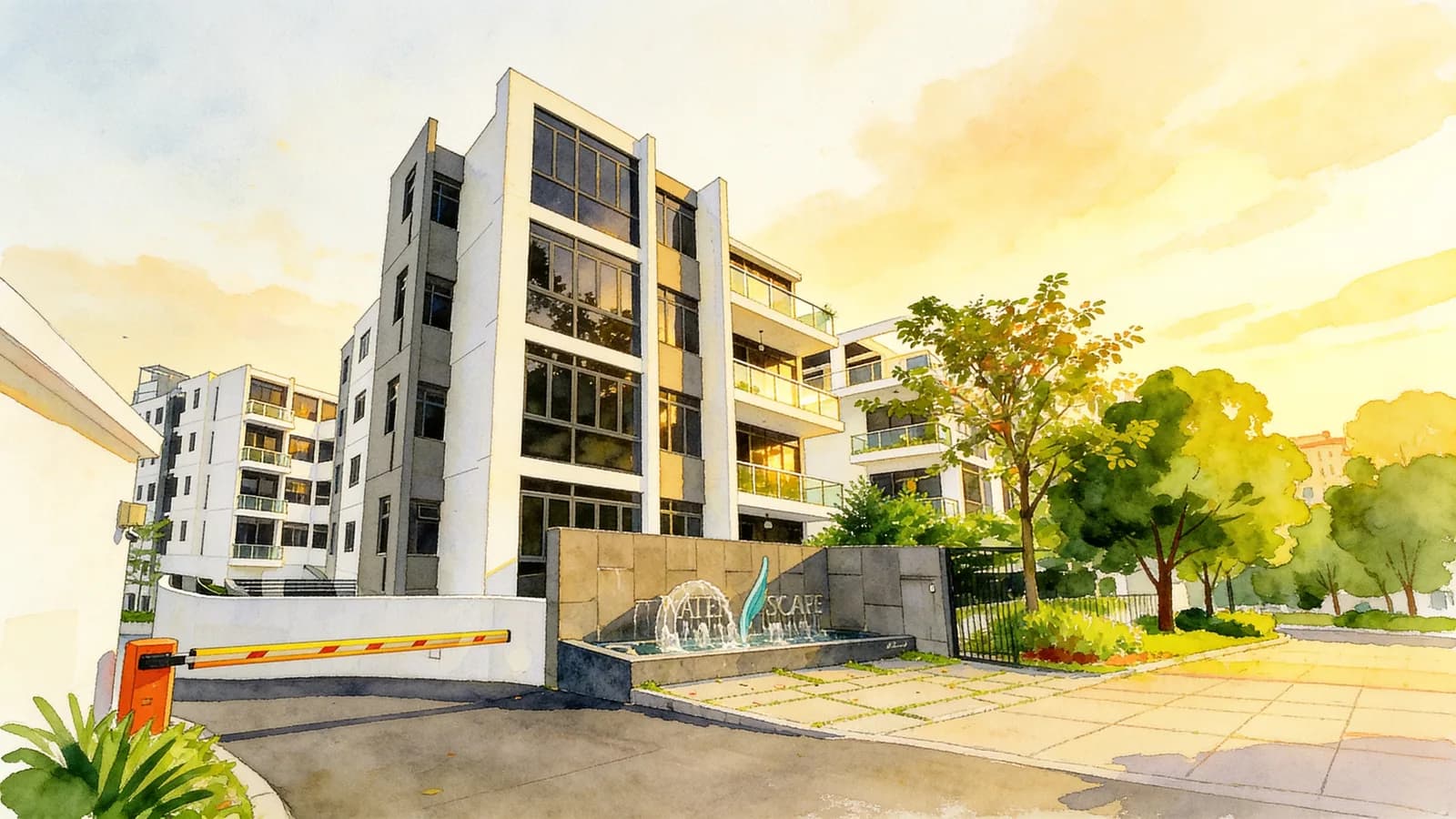 Waterscape At Cavenagh, an apartment in Newton. Illustration is AI-generated.