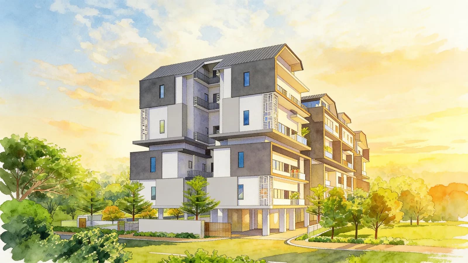 Hilbre 28, a 5-storey apartment in Hougang. Illustration is AI-generated.