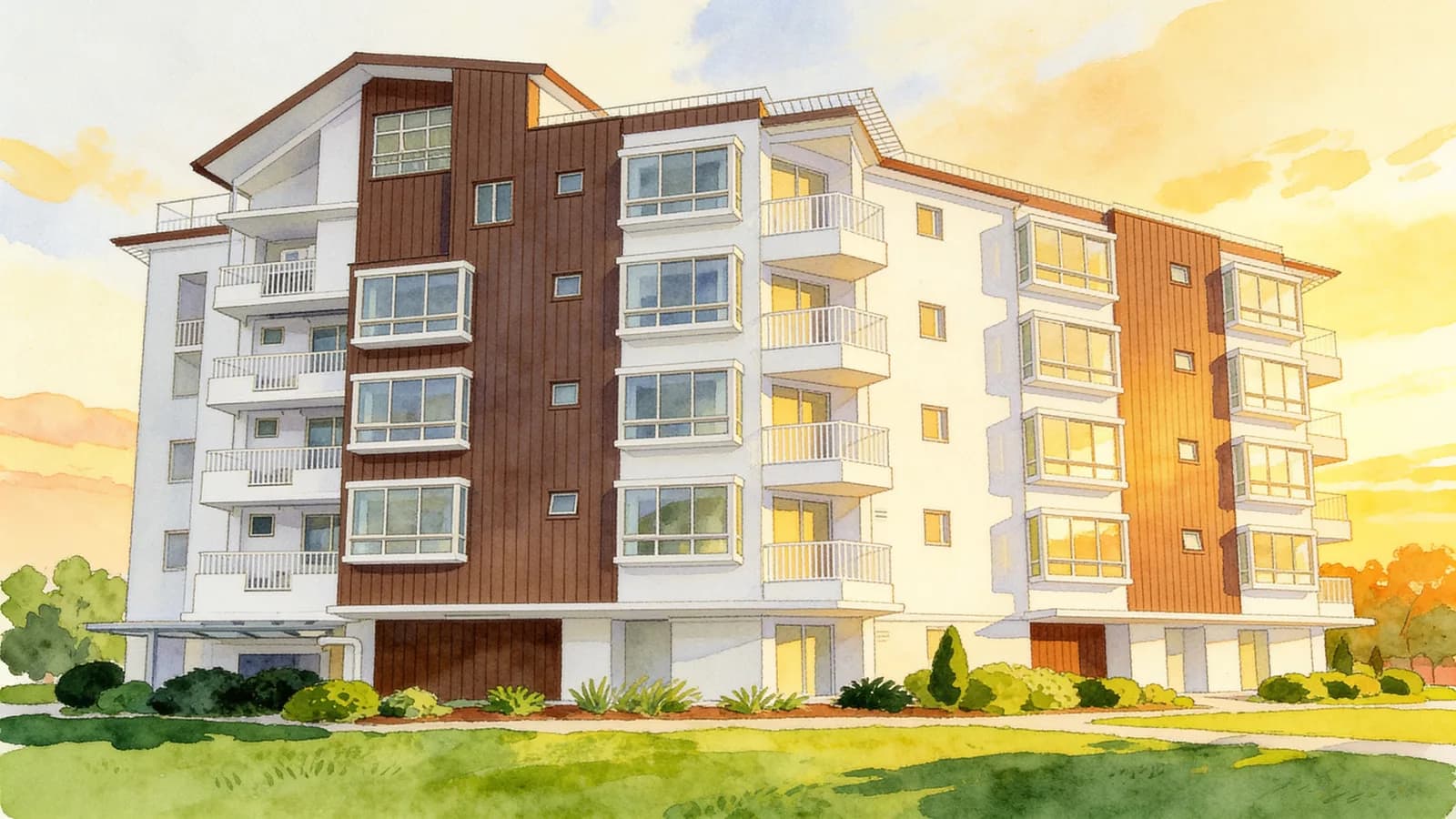Spring @ Langsat, a 5-storey apartment in Geylang. Illustration is AI-generated.