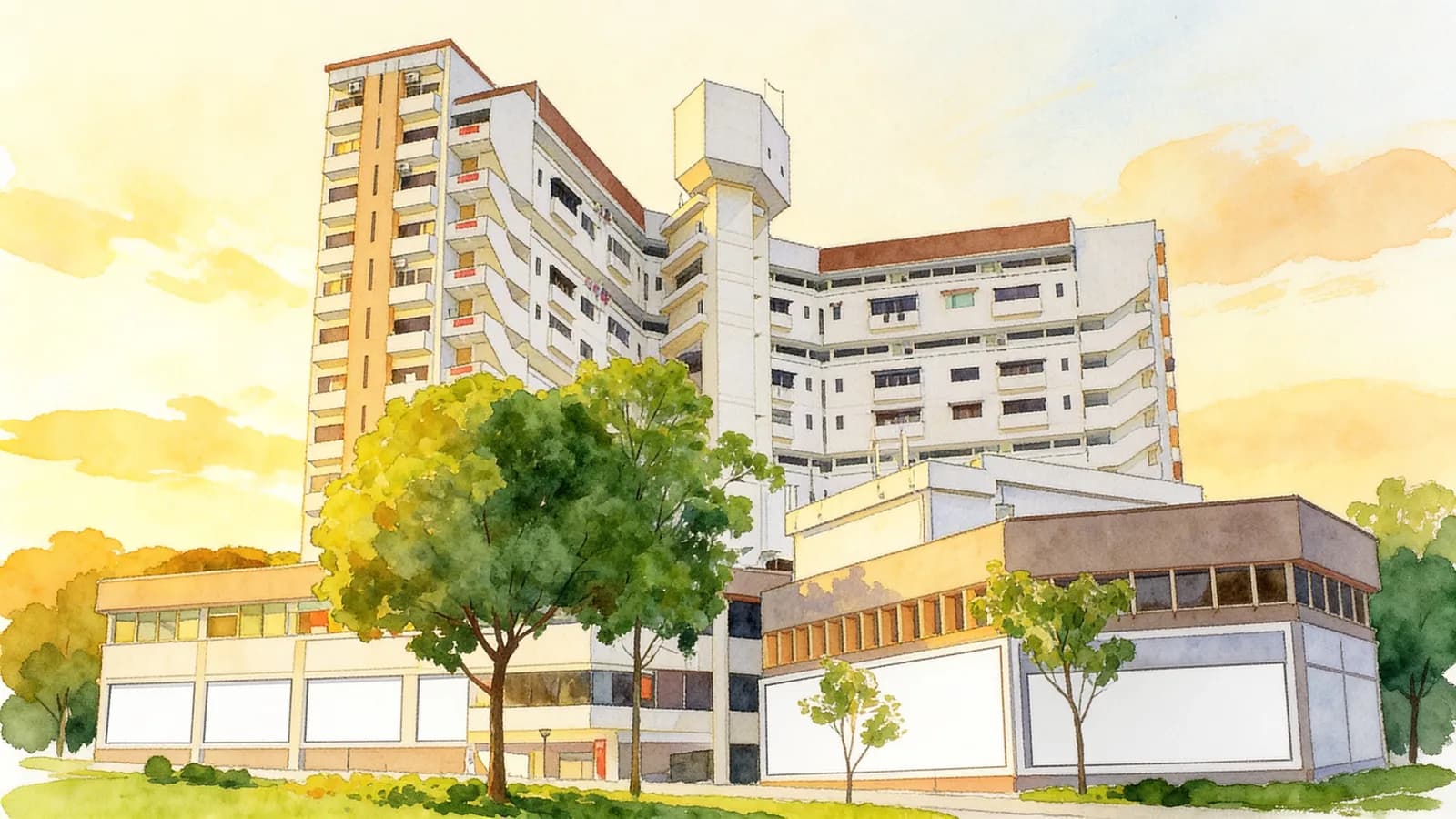 Queensway Tower, an apartment in Queenstown. Illustration is AI-generated.
