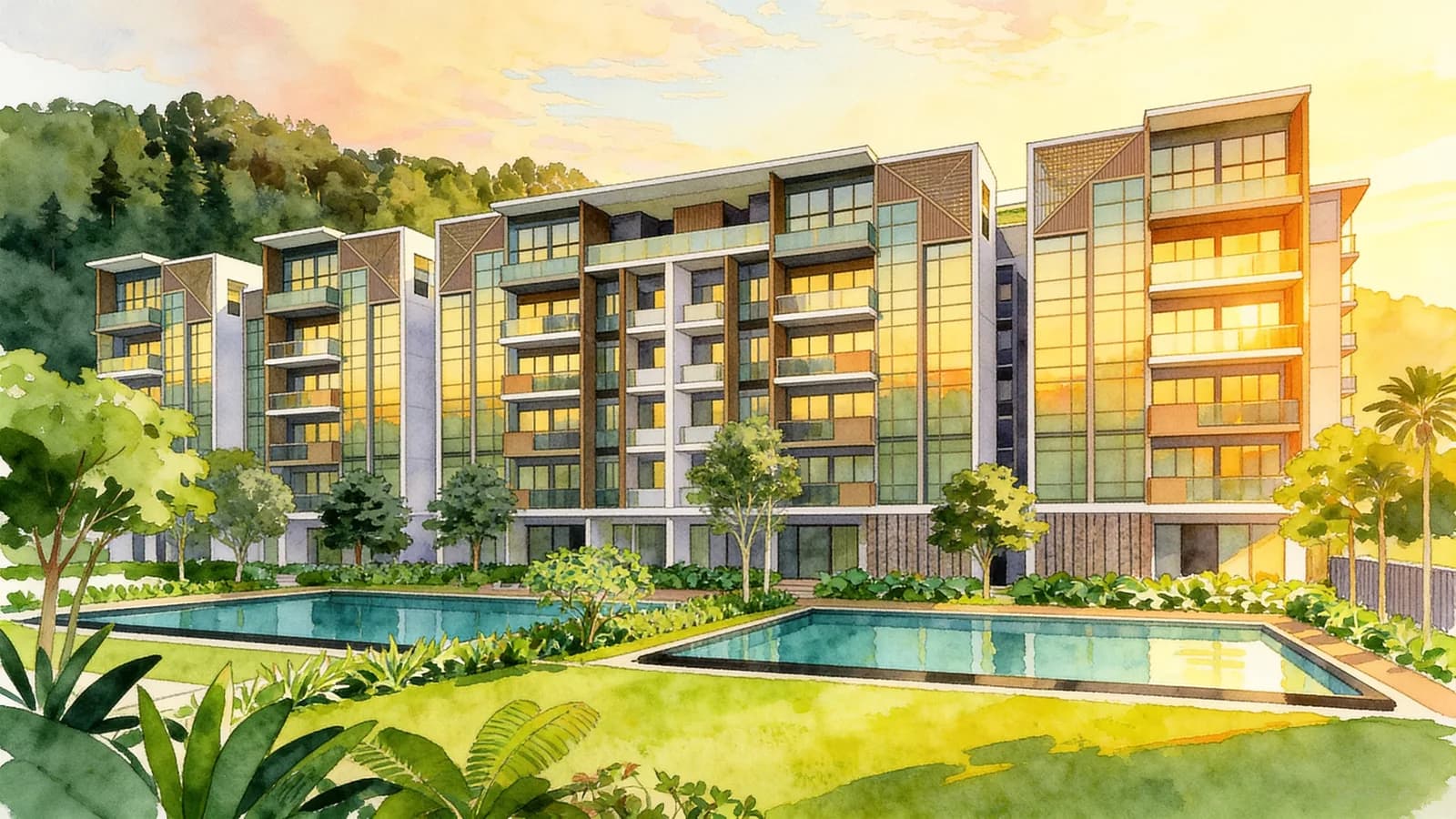 Kent Ridge Hill Residences, a 5-storey condominium in Queenstown. Illustration is AI-generated.