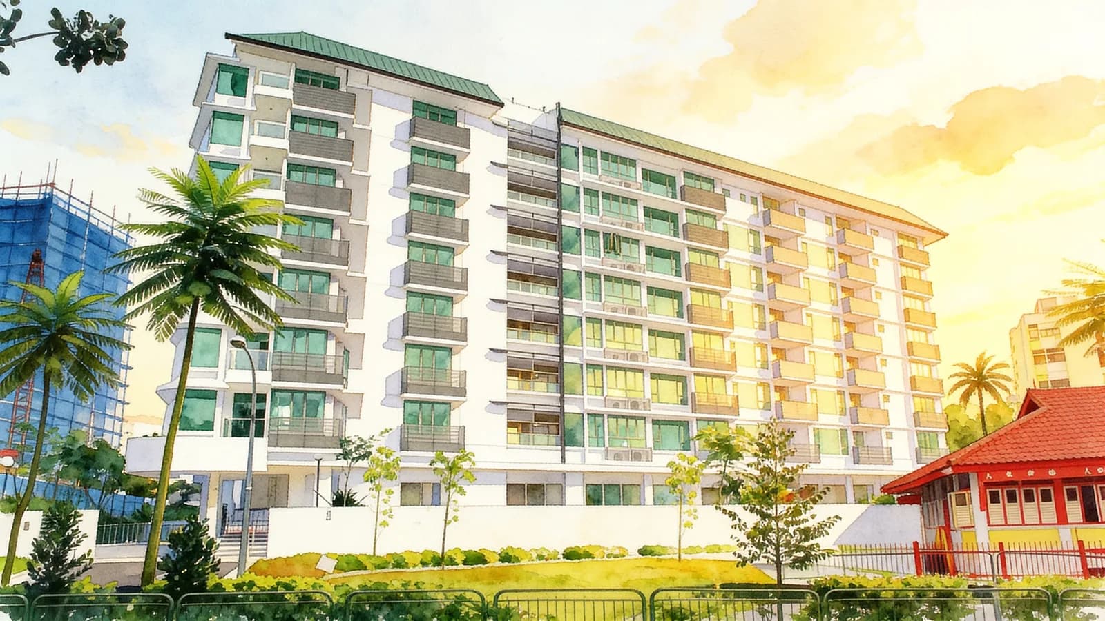 Suffolk Premier, a 14-storey apartment in Novena. Illustration is AI-generated.