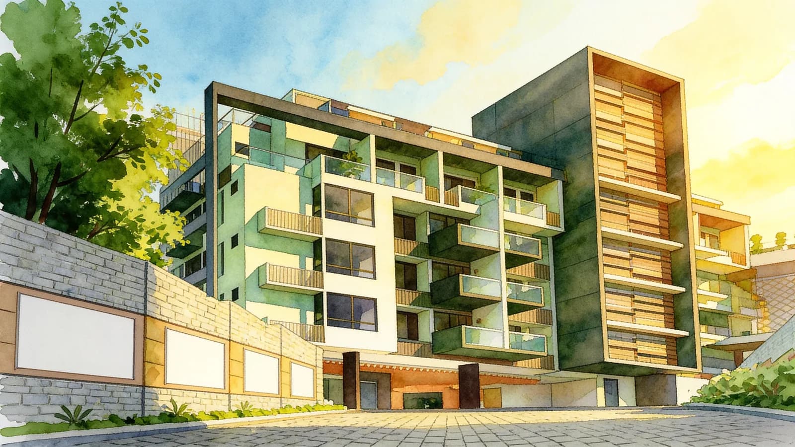 Nottinghill Suites, an apartment in Bukit Timah. Illustration is AI-generated.