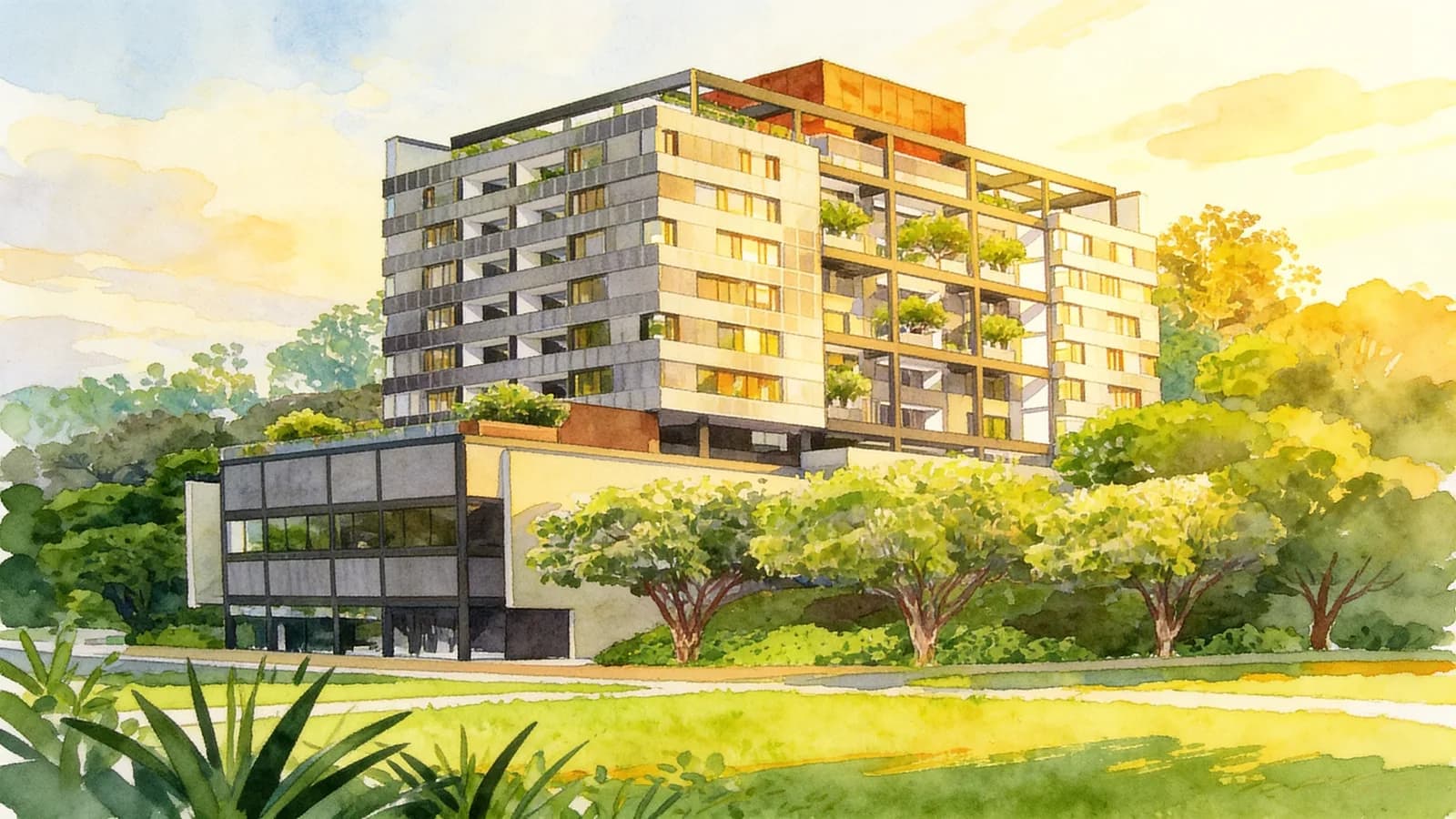 Nomu, an 11-storey apartment in Museum. Illustration is AI-generated.