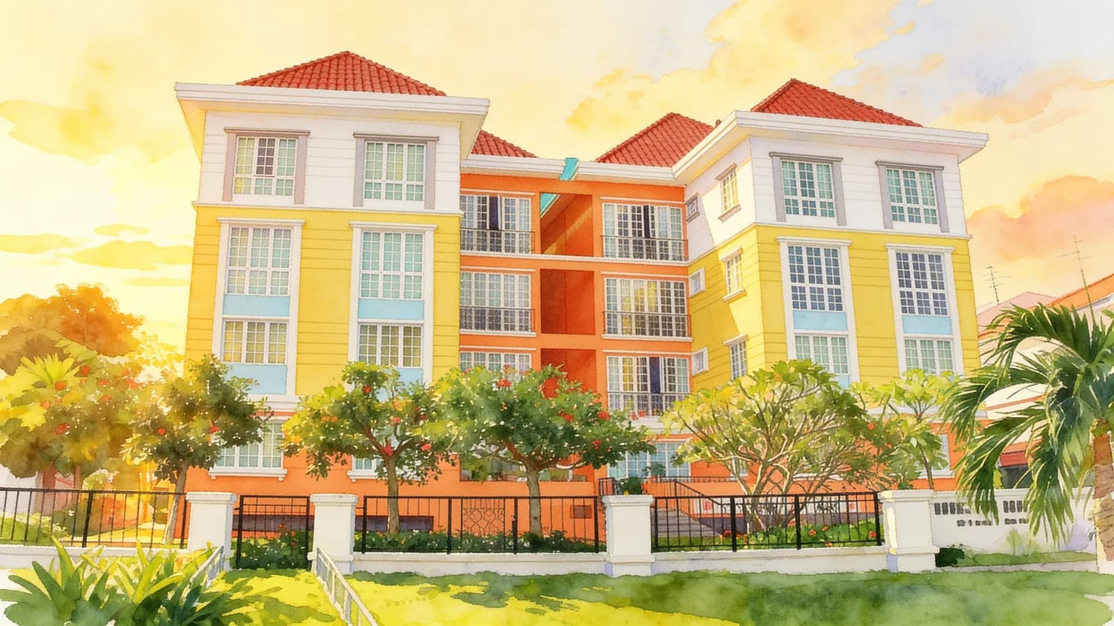 Livingston Mansions, an apartment in Bedok. Illustration is AI-generated.