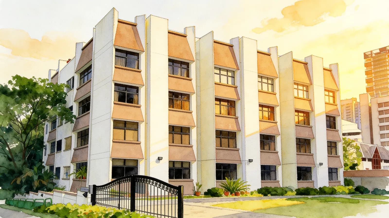 St. Martin's Apartment, a 4-storey apartment in Tanglin. Illustration is AI-generated.