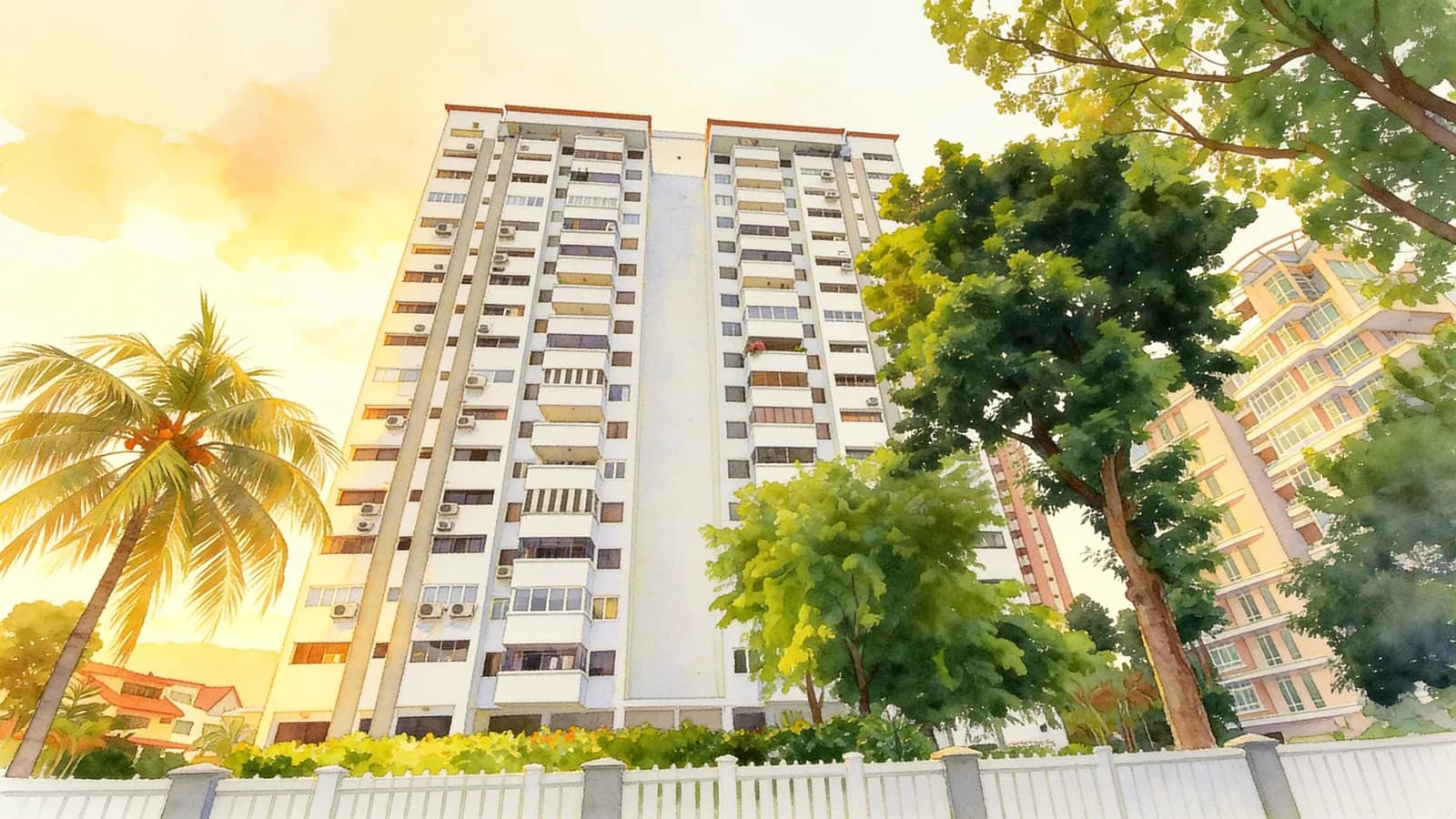 Hua Xin Court, a condominium in Bedok. Illustration is AI-generated.