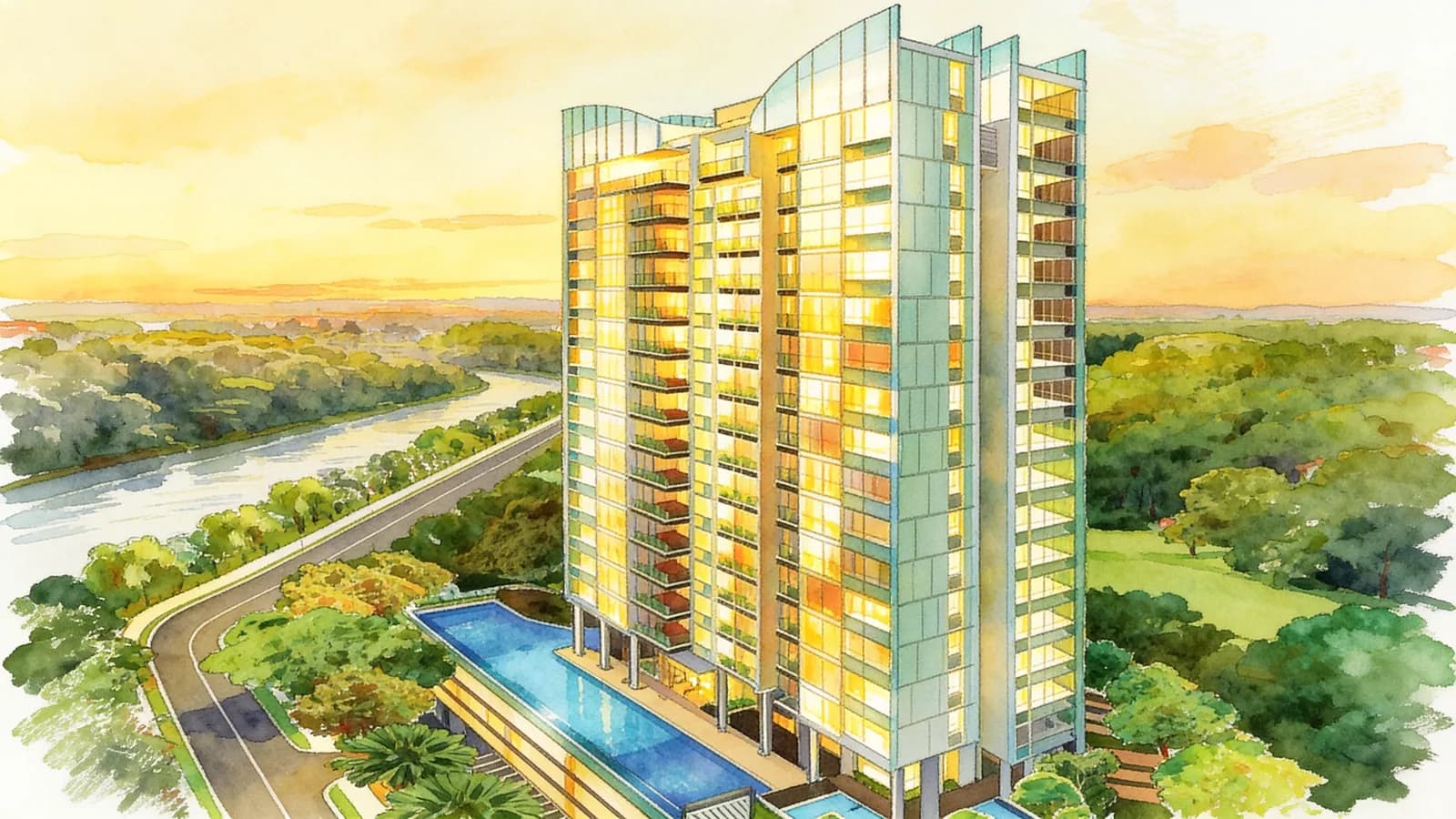 Riviera 38, a condominium in Kallang. Illustration is AI-generated.