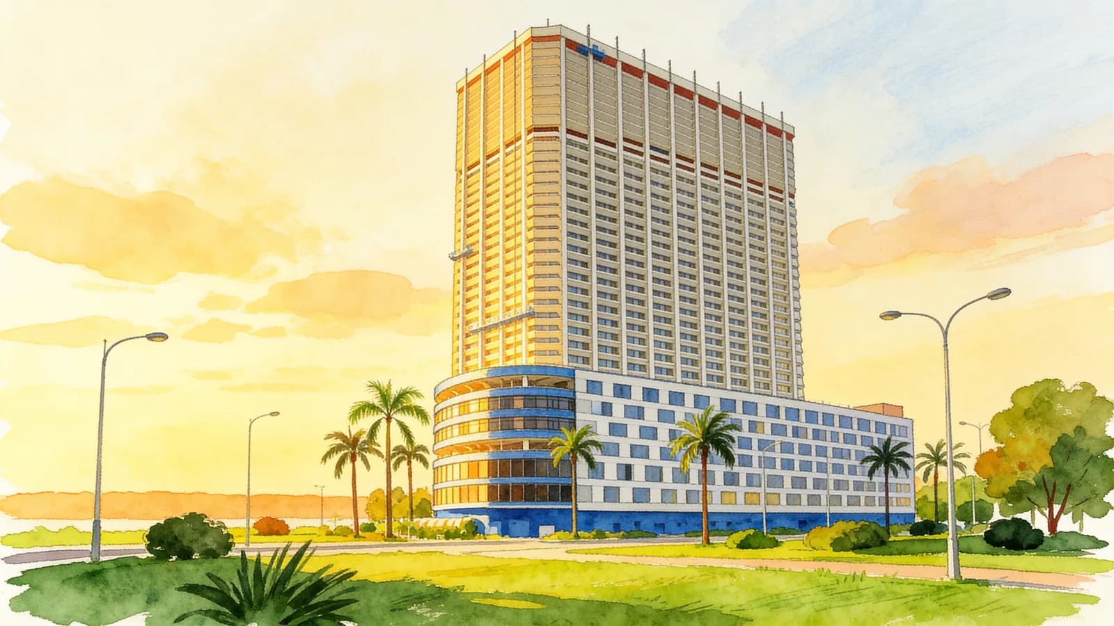 International Plaza, a 49-storey apartment in Downtown Core. Illustration is AI-generated.