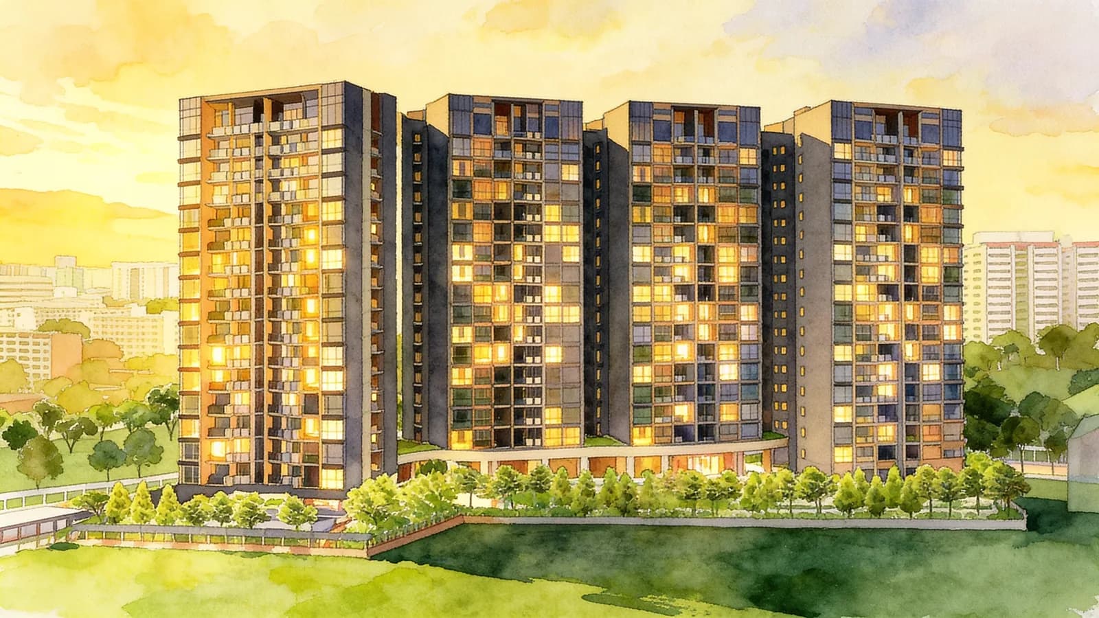 The Antares, an 18-storey condominium in Geylang. Illustration is AI-generated.
