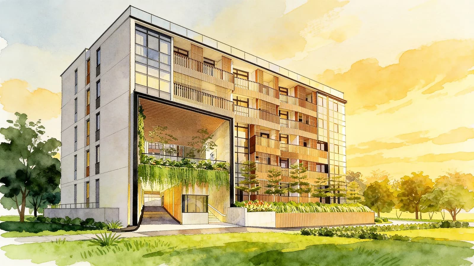 Mori, an 8-storey condominium in Geylang. Illustration is AI-generated.