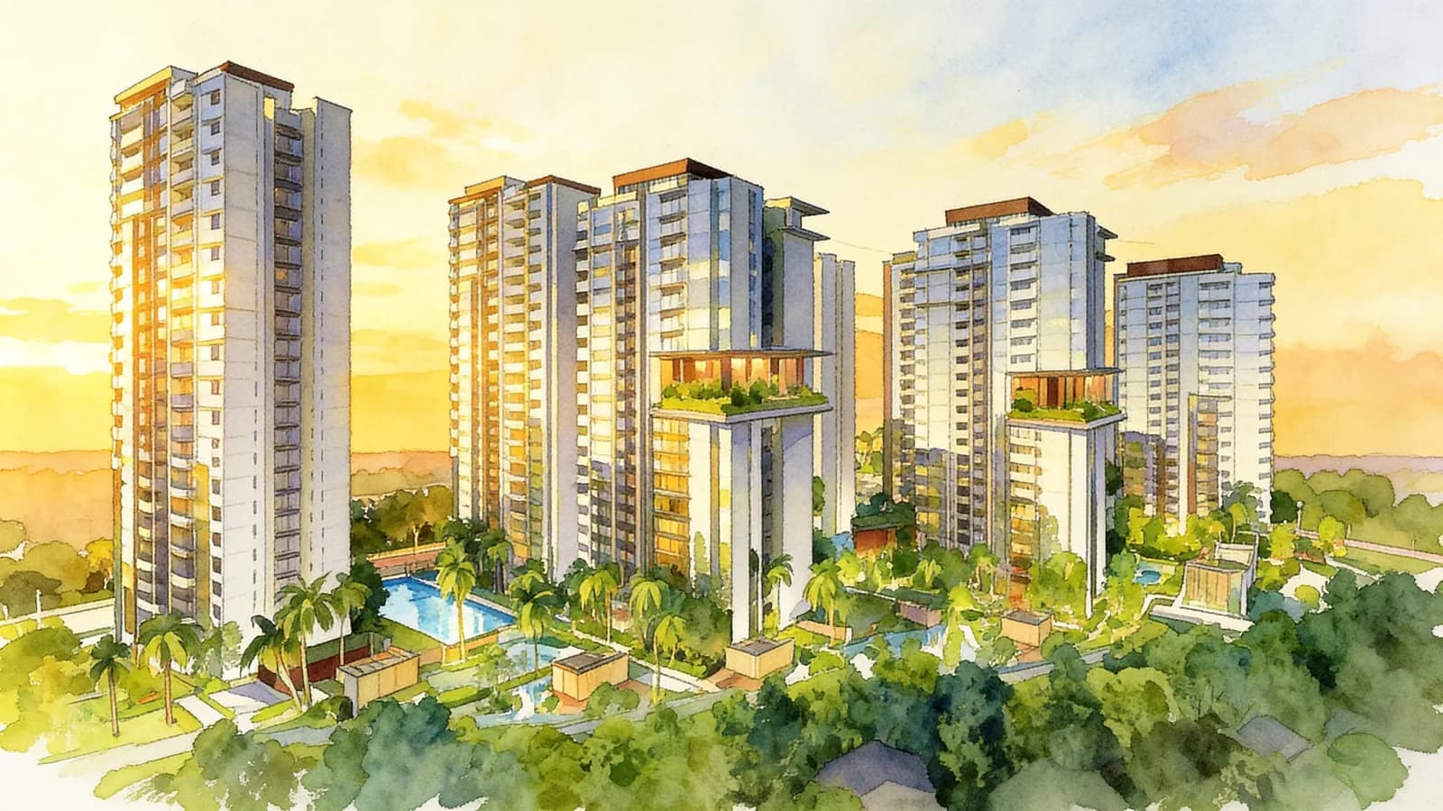 JadeScape, a 23-storey condominium in Bishan. Illustration is AI-generated.