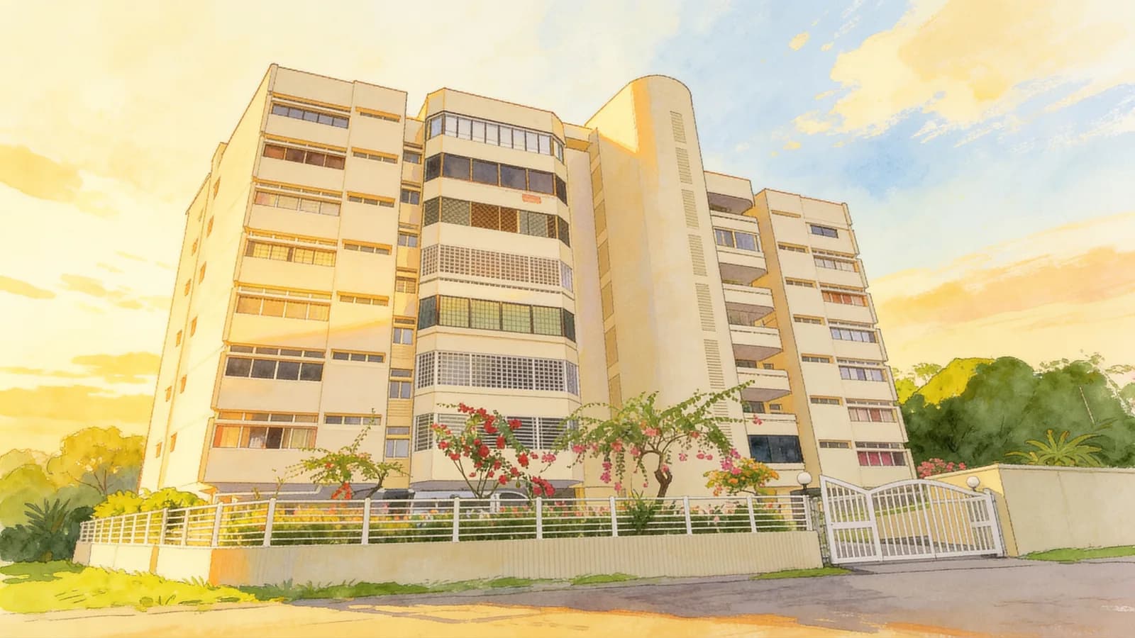 Hock Mansion, an apartment in Rochor. Illustration is AI-generated.