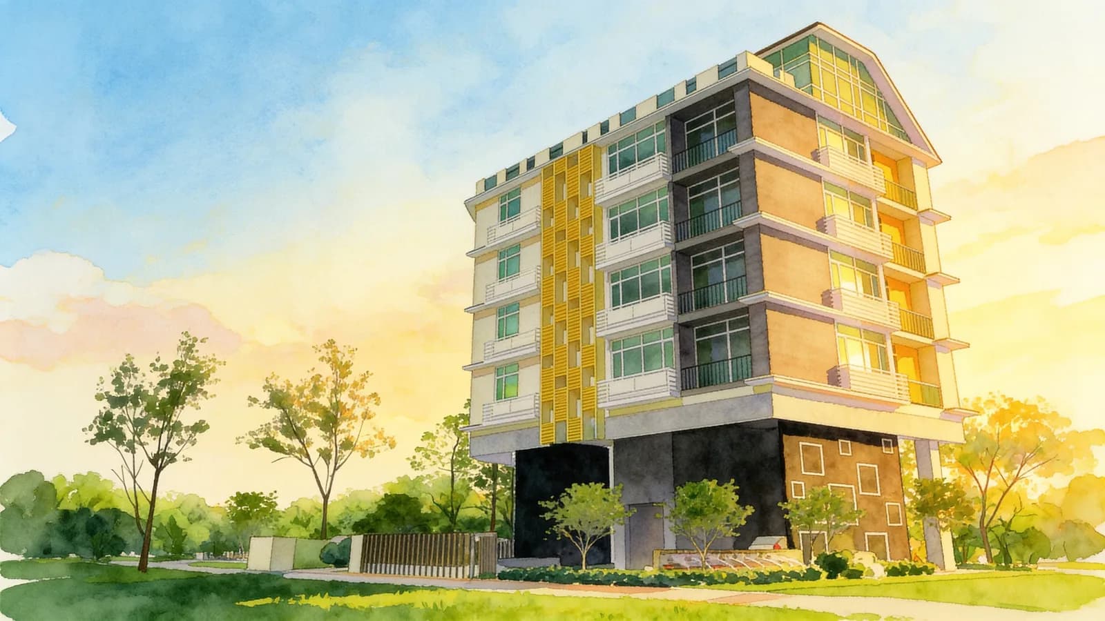 The Amerald Studio, a 5-storey apartment in Marine Parade. Illustration is AI-generated.