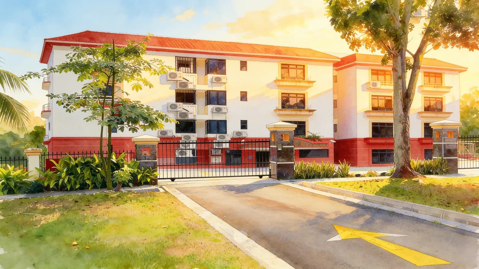 Bayville Condo, a 4-storey condominium in Queenstown. Illustration is AI-generated.