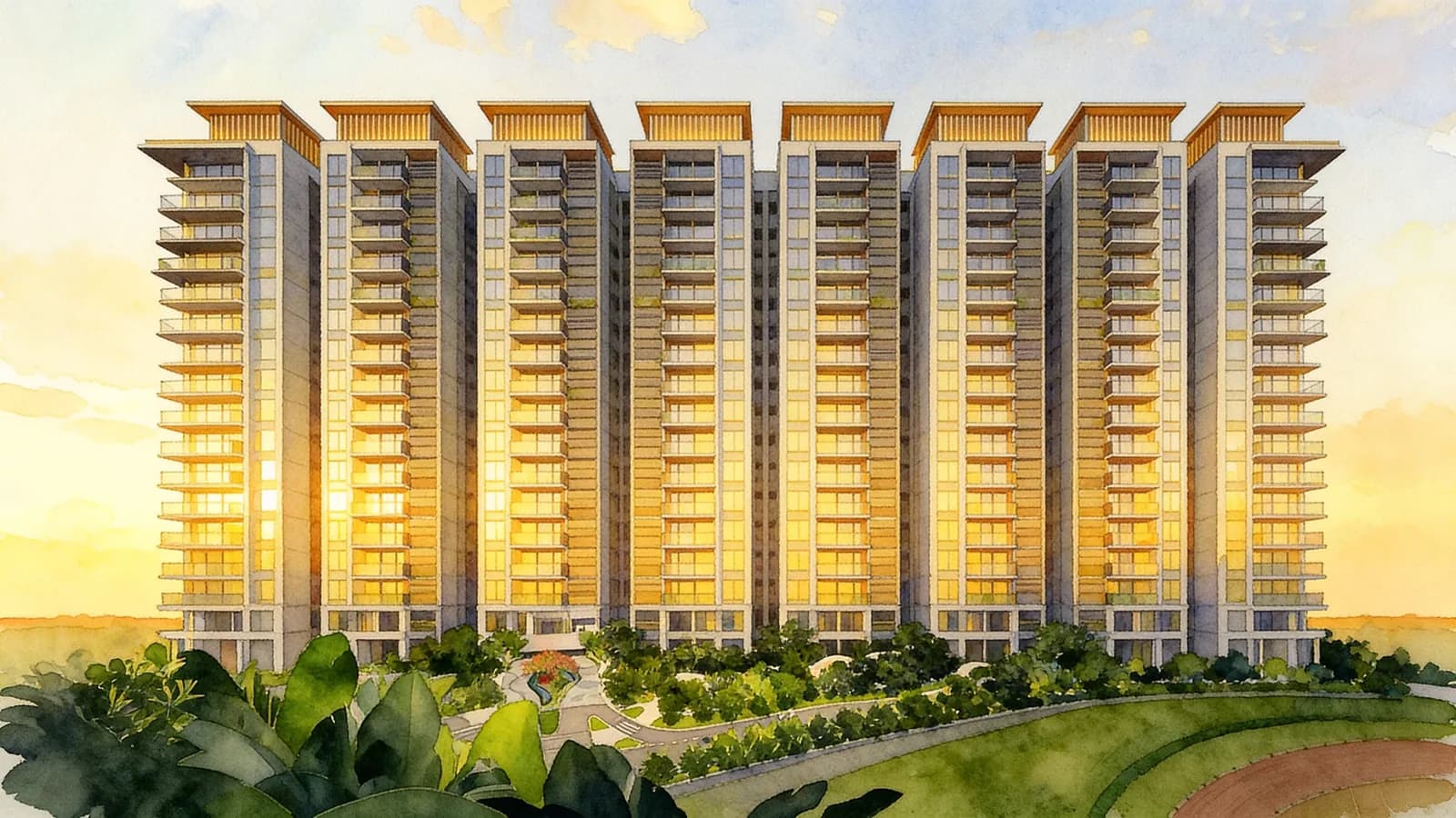 The Florence Residences, an 18-storey condominium in Hougang. Illustration is AI-generated.