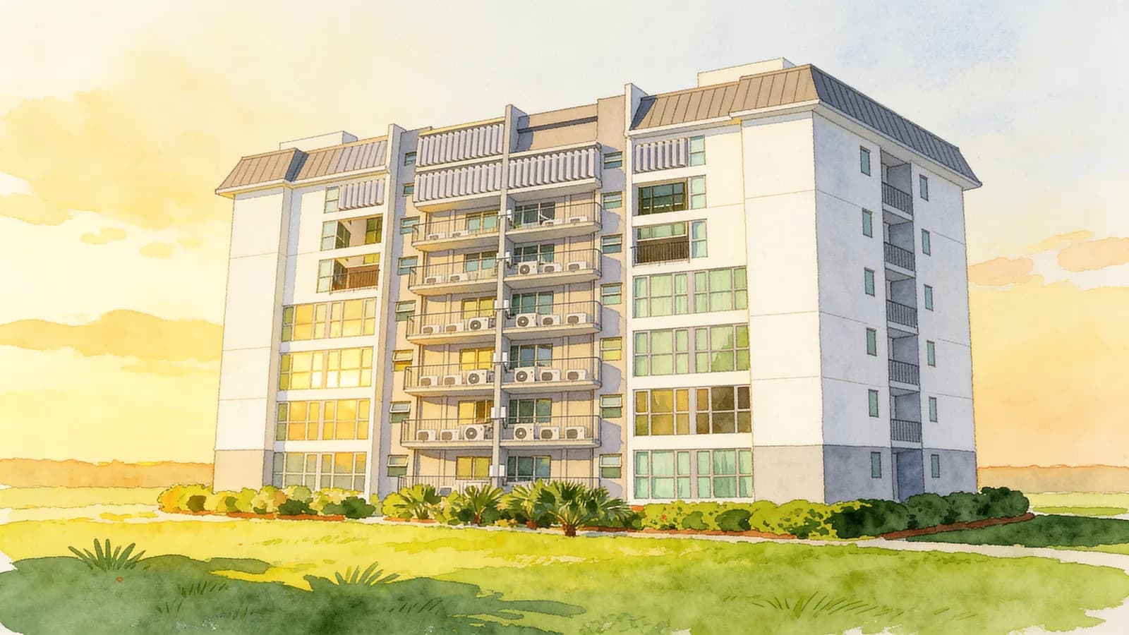 Eight Courtyards, a condominium. Illustration is AI-generated.