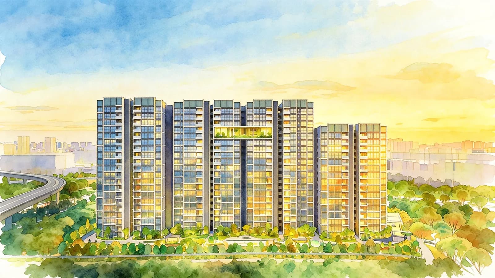 Otto Place, a 20-storey executive condominium in Tengah. Illustration is AI-generated.