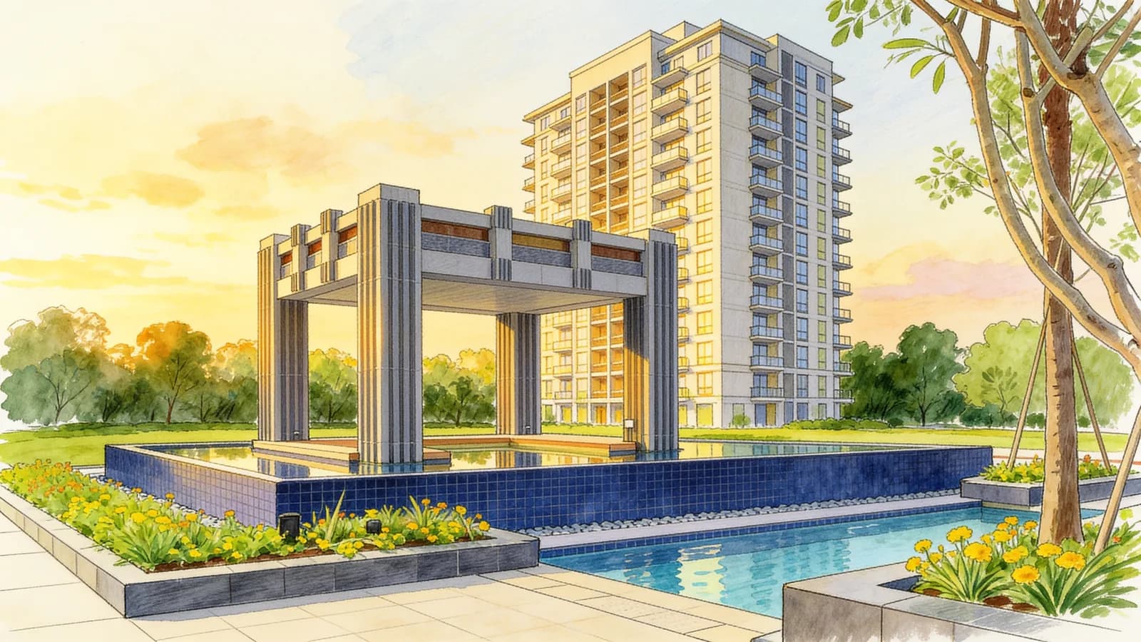 Parkview Eclat, a condominium in River Valley. Illustration is AI-generated.