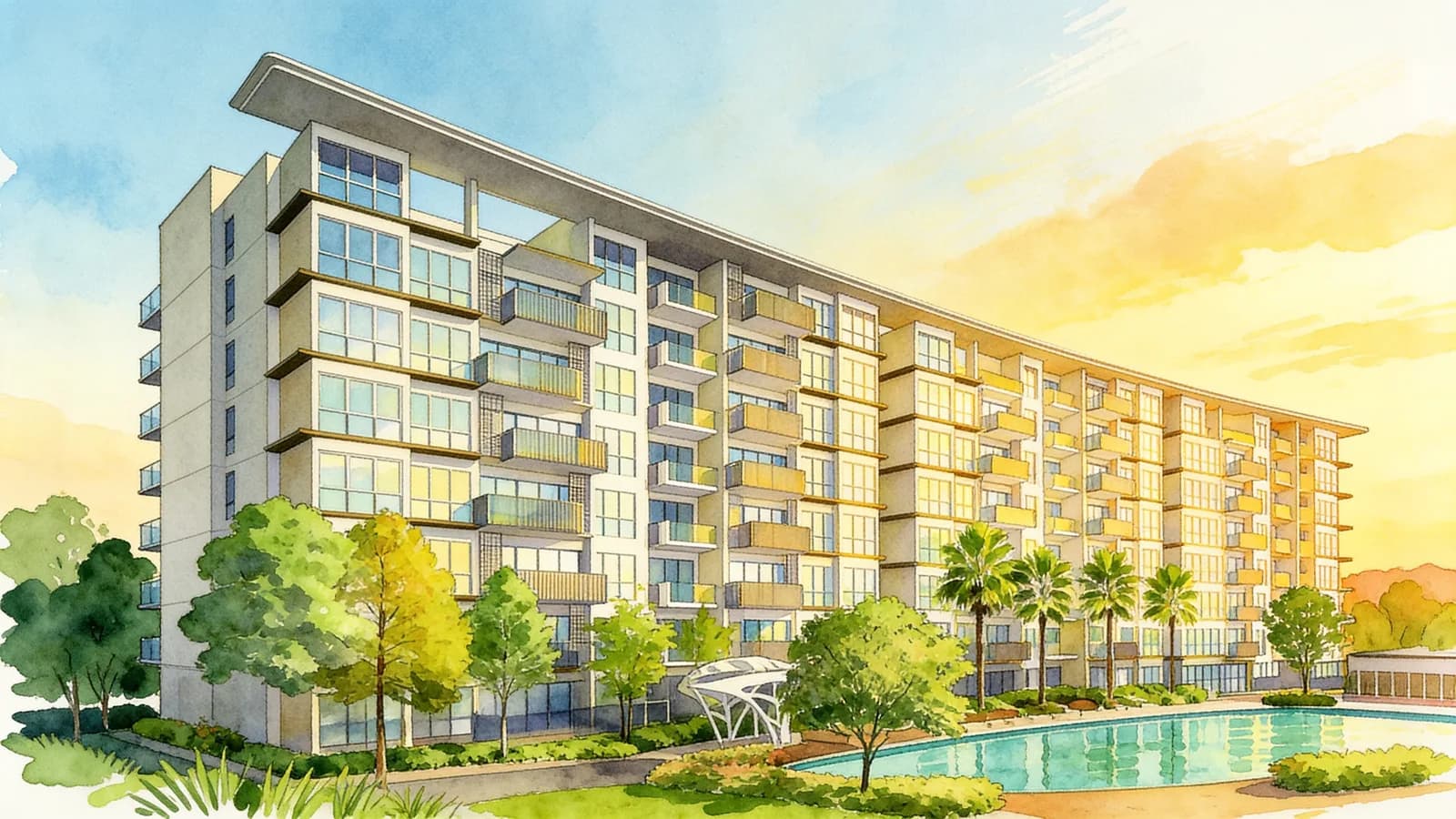 The Inflora, an 8-storey condominium in Pasir Ris. Illustration is AI-generated.