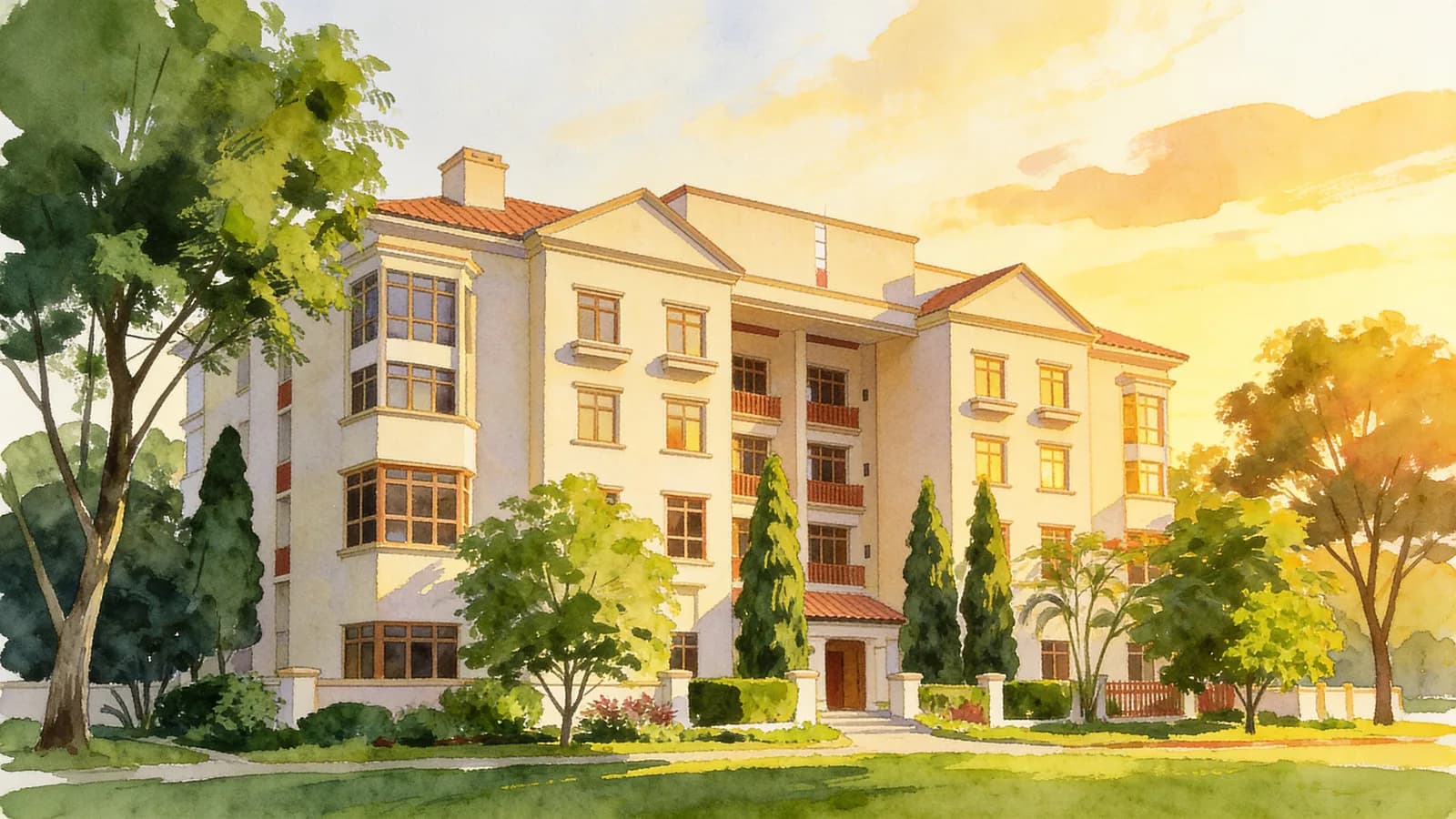 High Oak Condominium, a 4-storey condominium in Bukit Timah. Illustration is AI-generated.