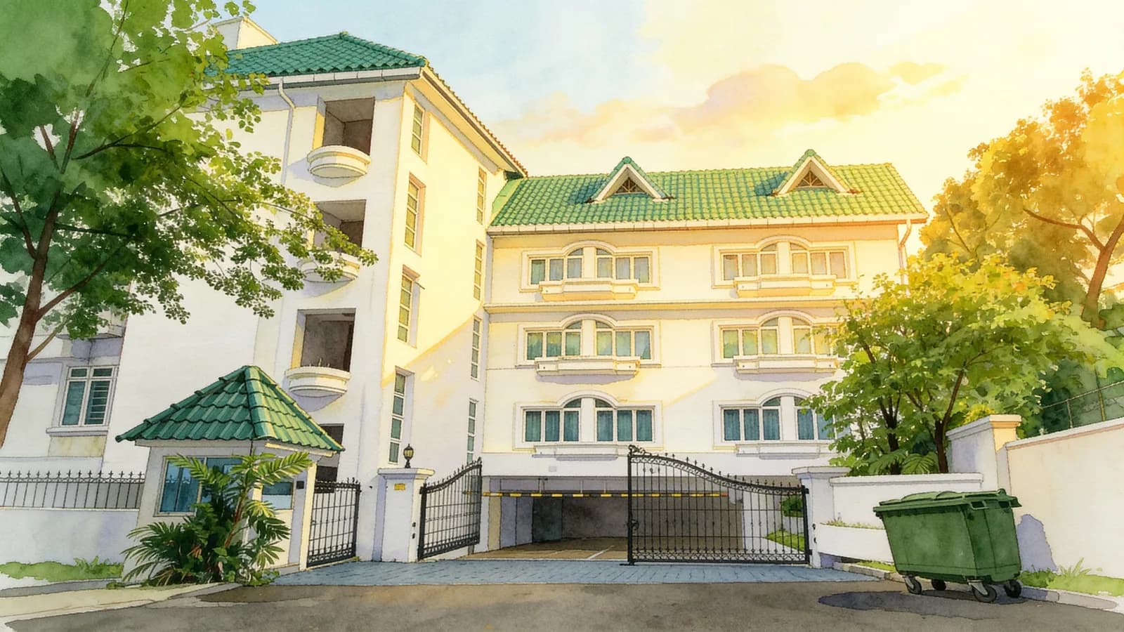 Holland Hill Lodge, an apartment in Bukit Timah. Illustration is AI-generated.