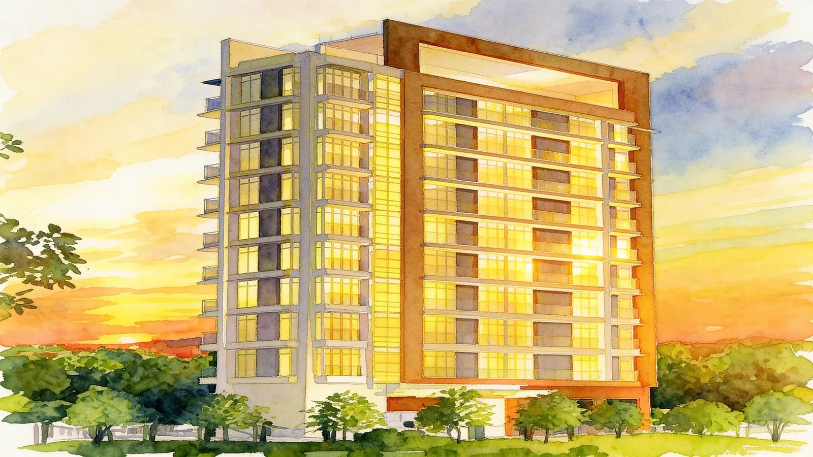 Clydes Residence, an apartment in Kallang. Illustration is AI-generated.