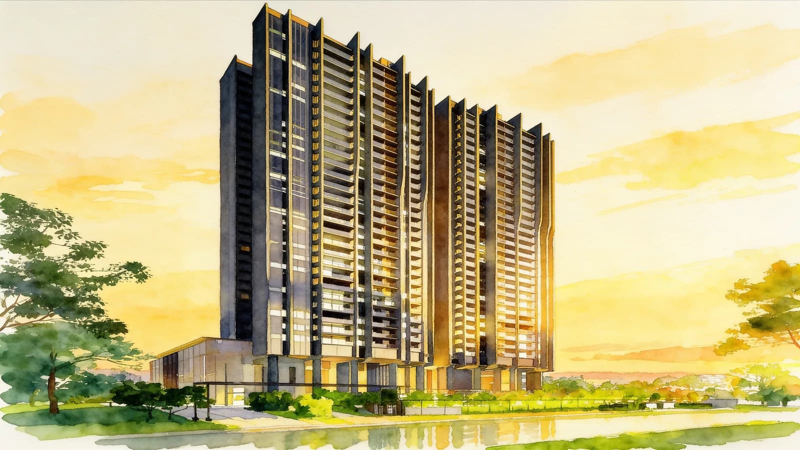 Pullman Residences Newton, a 30-storey condominium in Novena. Illustration is AI-generated.