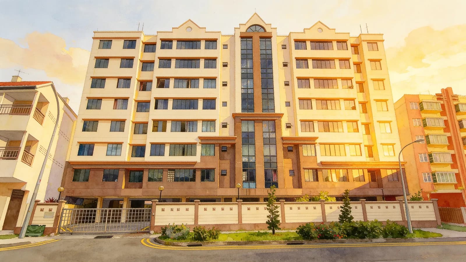 Torie Ville, an apartment in Geylang. Illustration is AI-generated.
