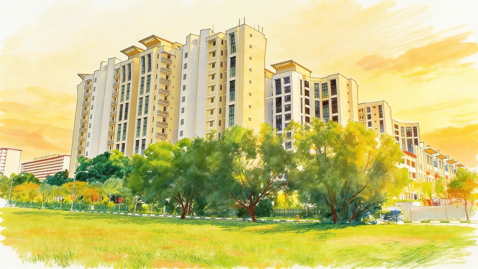 East Meadows, a 15-storey condominium in Bedok. Illustration is AI-generated.