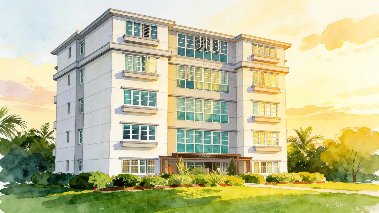 Vina Lodge, a 4-storey apartment in Hougang. Illustration is AI-generated.