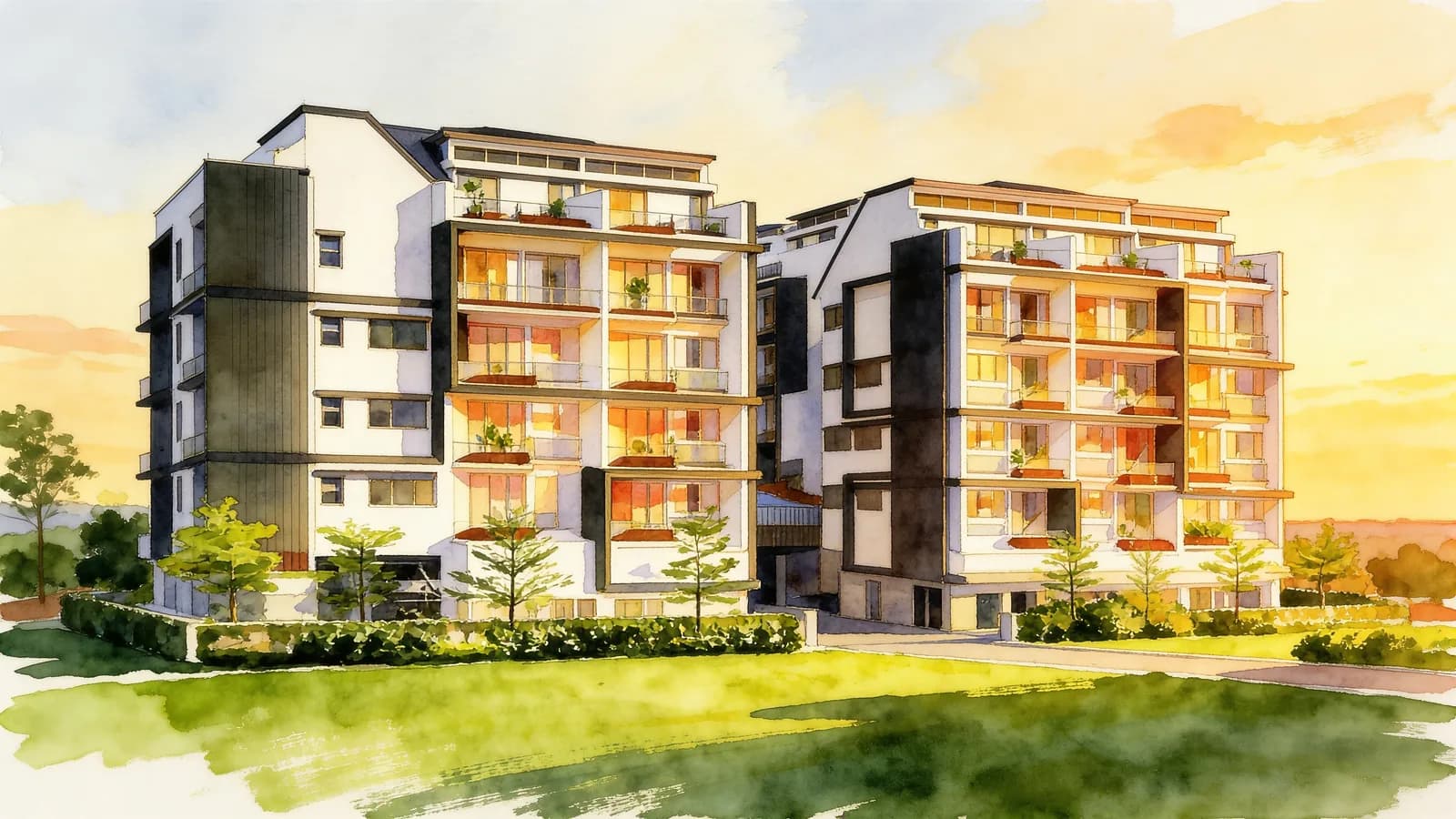 M66, a 5-storey condominium in Kallang. Illustration is AI-generated.