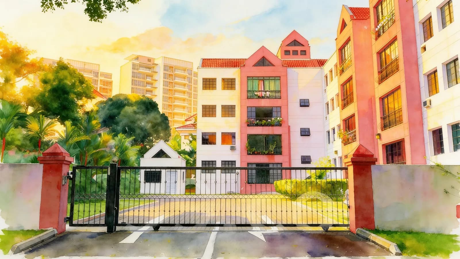 Pin Mansions, an apartment in Hougang. Illustration is AI-generated.