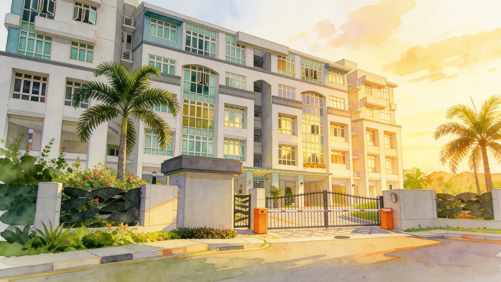 Emerald East, an apartment in Kallang. Illustration is AI-generated.